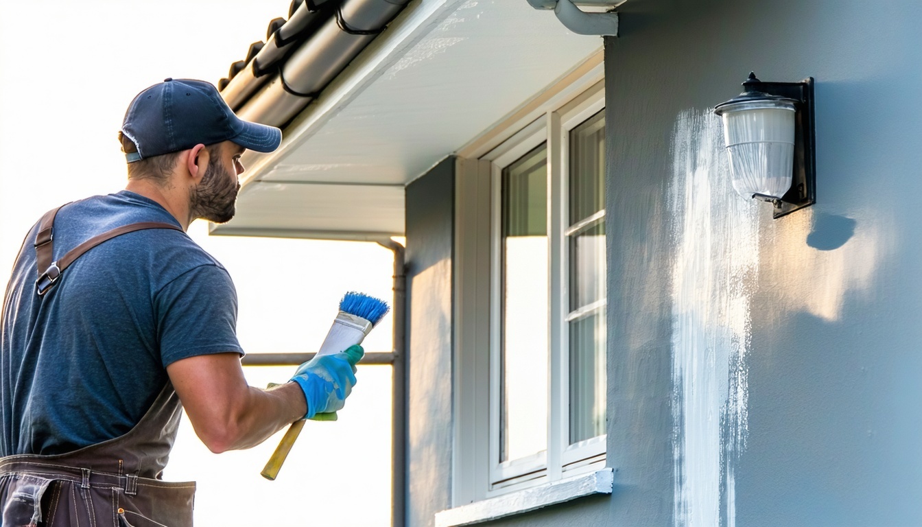 A professional painter meticulously applying a fre